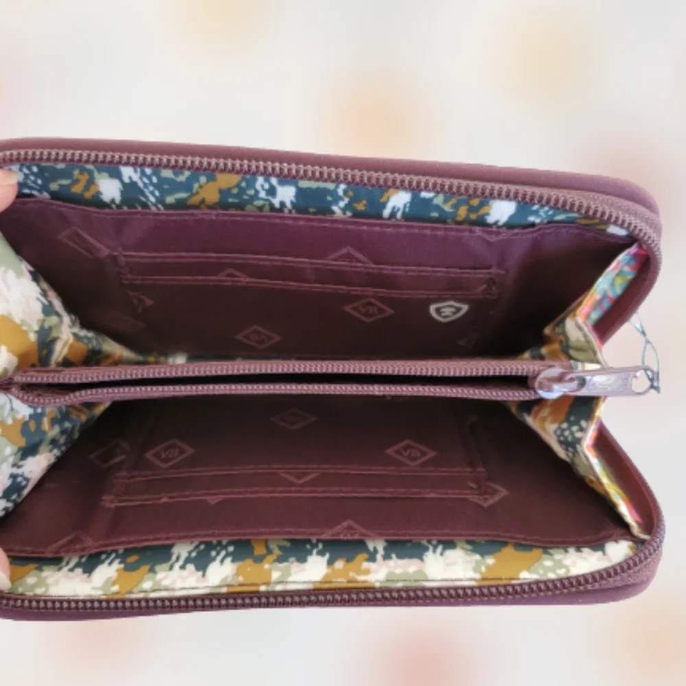 Vera Bradley RFID paisley print wristlet, brown/ Green